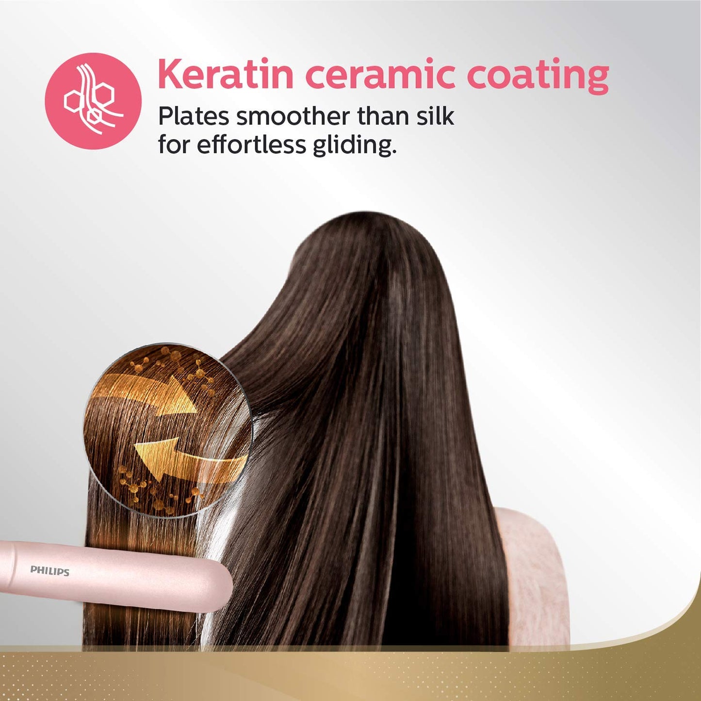 Philips Advanced KeraShine Straightener BHS378/10 | ThermoProtect Technology with 6 LED Temp Setting | Frizz-Free Shiny Smooth Hair (Pink)