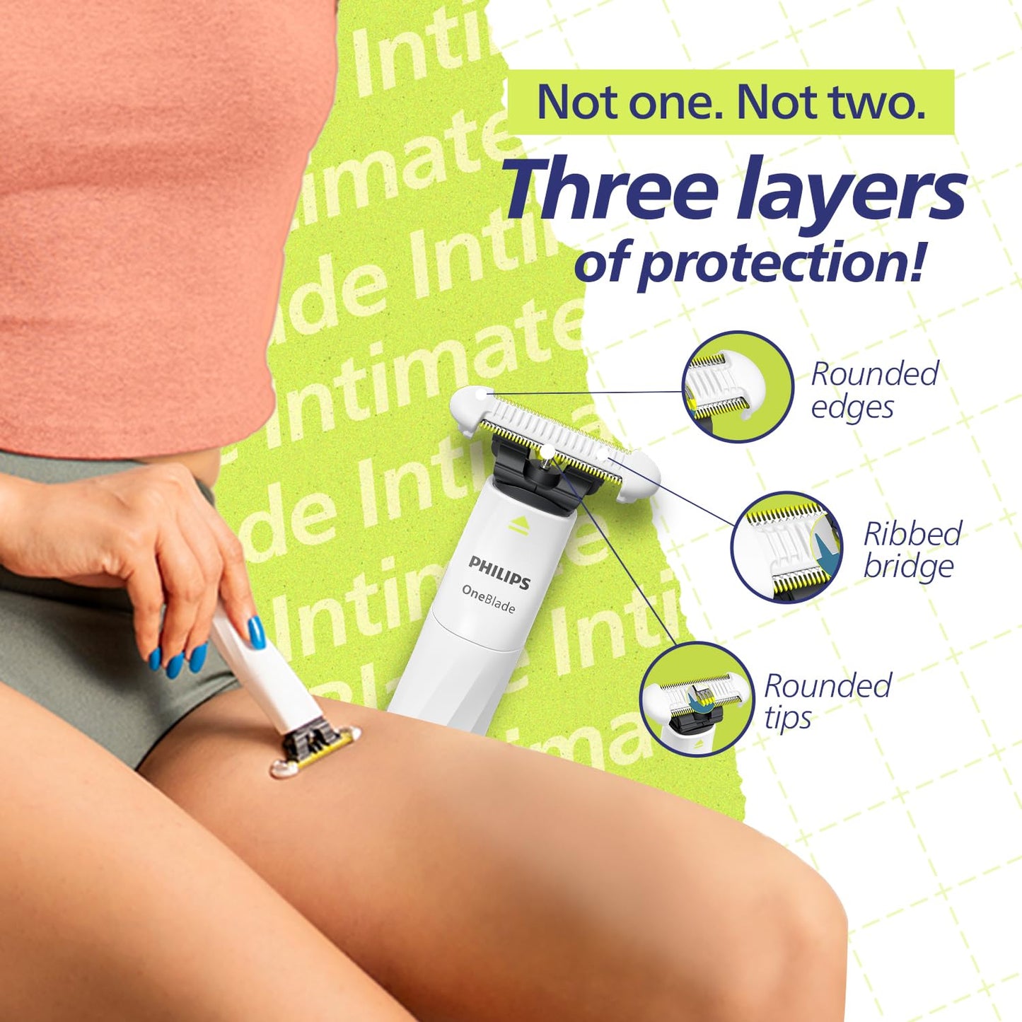 Philips OneBlade Intimate Trimmer & Electric Razor | Unmatched Skin Protection for Private Parts, Bikini, Underarm & Intimate Areas | No post shave irritation | For Women & Men | QP1924/20