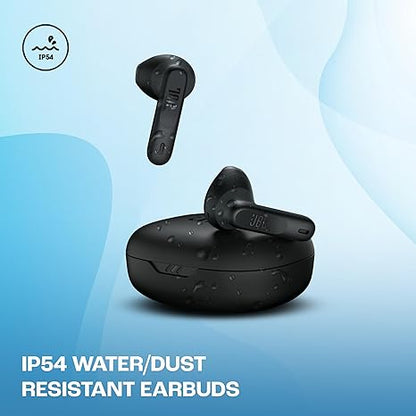 JBL Newly Launched Wave Flex in-Ear Wireless Earbuds TWS with Mic,App for Custom Extra Bass EQ, 32Hrs Battery, Quick Charge, IP54 Water & Dust Proof, Ambient Aware, Talk-Thru,Google FastPair (Black)