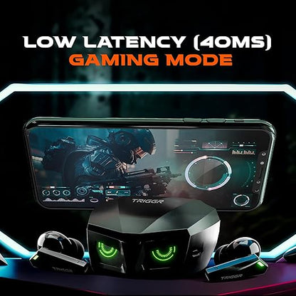 Kraken X1 with Battery Display, 40ms Latency, Quad Mic ENC, 40 Hr Battery, v5.3 Bluetooth Headset (Black, True Wireless)