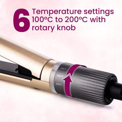 AGARO Hair Straightener, Ceramic Coated Floating Plates, Adjustable Temperature, PTC Heating, Fast Heating Hair Iron, Hair Straightening, Hair Styling For Women, HS1937 Golden