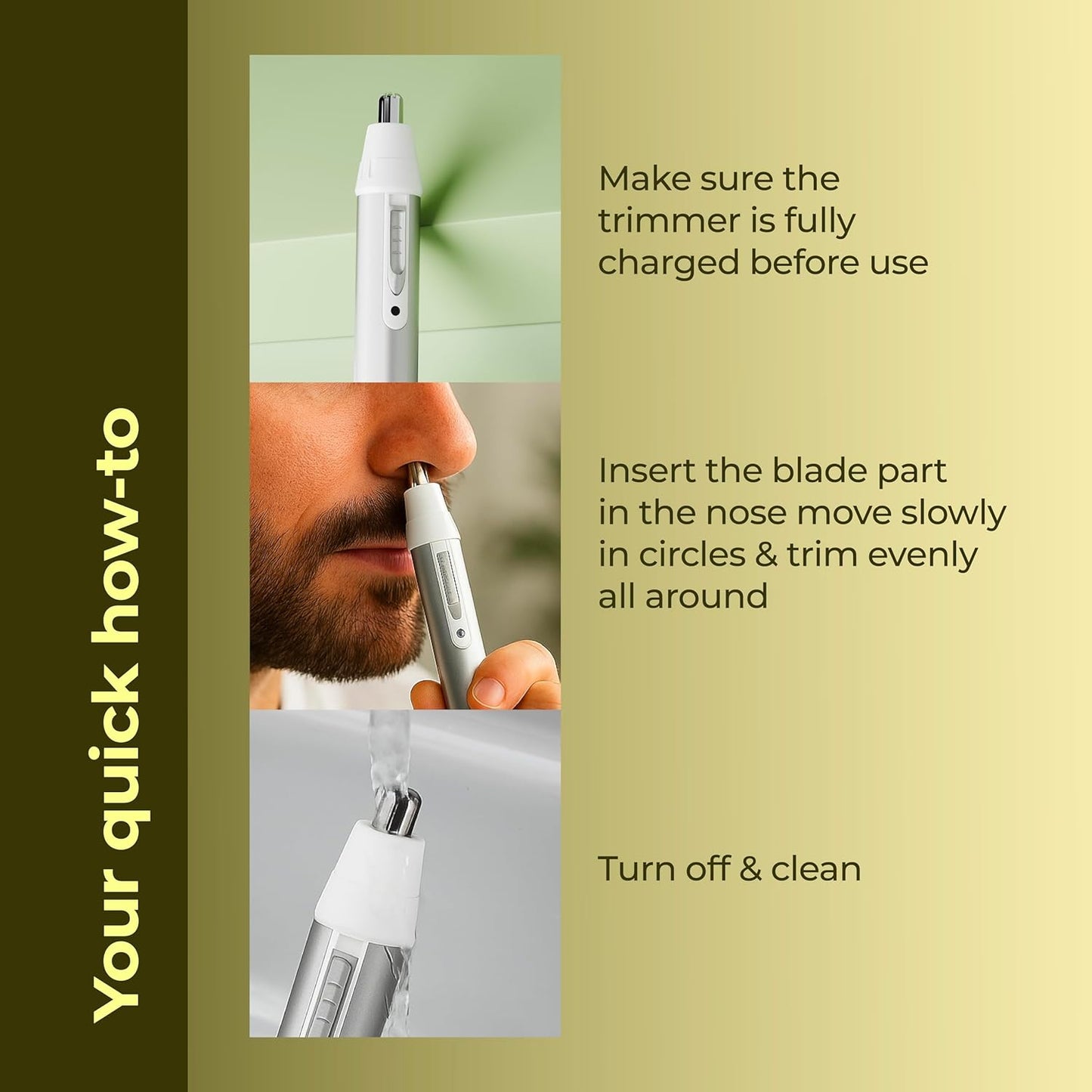Lifelong Nose Hair Trimmer For Men | Professional Painless Battery-Operated Nose Hair Trimmer Men | Facial Hair Trimmer For Men Women, Easy To Clean | 40 Minutes Runtime | Stainless Steel (LLPCM03, Silver)