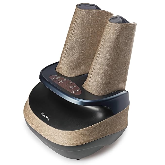 Lifelong Air Pressure Foot & Leg Massager Machine for With Heat For Home -Relaxing Shiatsu & Kneading Calf Massage with Heat & 14 Compression,6 Foot Rollers & 3 Massage Modes for Pain Relief LLM891