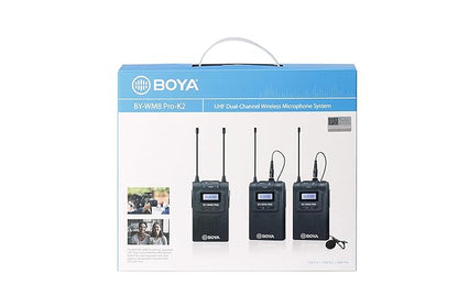 Boya by-WM8 Pro-K2 UHF Omnidirectional Dual-Channel Wireless Microphone System with One Receiver and Two Transmitter (Black)