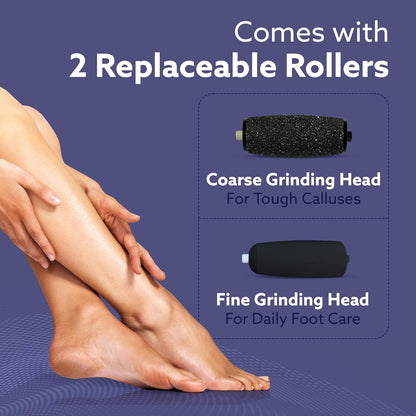 AGARO Electric Callus Remover with 2 Replaceable Heads – Rechargeable Foot Scrubber for Dead Skin & Cracked Heels Pedicure Machine with 120 Minutes Runtime CR1717