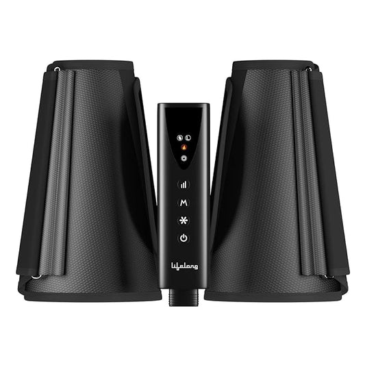 Lifelong LLM504 Rechargeable Air Pressure Massager - For Calves|Air Compression Massager|With Heat and Vibration|Calf, Leg and Arm Massager for Pain Relief|Multifunctional Air Pressure Massager (1 Year Warranty, Black)