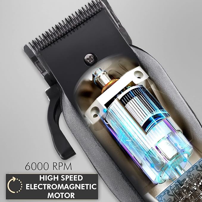 VEGA PROFESSIONAL Pro Cut Hair Clipper for Men with 6000 RPM Electromagnetic Motor, Adjustable Taper, 8 Premium Combs, Hair Clipper/Trimmer for Men Hair Cutting, (VPVHC-03)