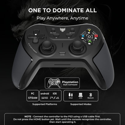 EVOFOX One S Universal 3-Mode Wireless & Wired Bluetooth Gamepad (Black, For PC, iOS, Android, PS3, PS4, Switch)