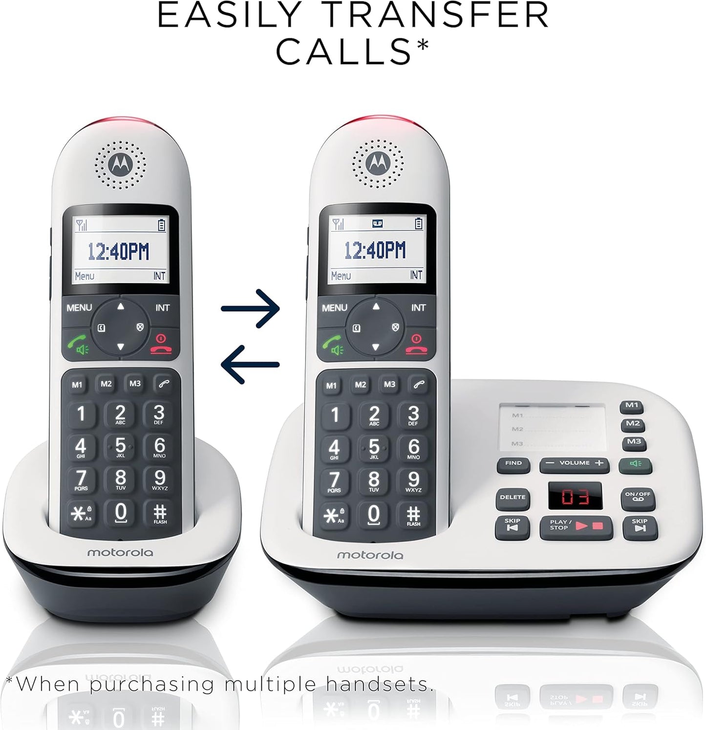 MOTOROLA CD5013 Cordless Phone with Answering Machine Call Block and Volume Boost Cordless Landline Phone with Answering Machine (White, Black)