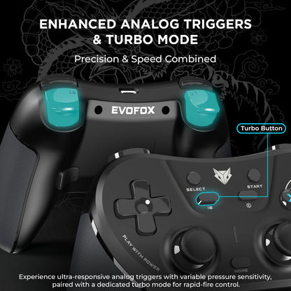 EVOFOX One S Universal 3-Mode Wireless & Wired Bluetooth Gamepad (Black, For PC, iOS, Android, PS3, PS4, Switch)