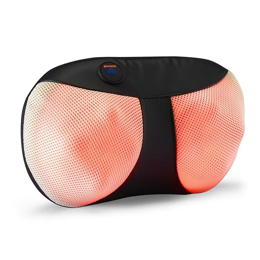 Lifelong LLM369 Cushion Massager and Body Massager with Heat and Strong 8 Deep Kneading nodes for Back, Neck, Shoulders Muscle Pain Relief and Portable Massager (1 Year Warranty, Black)