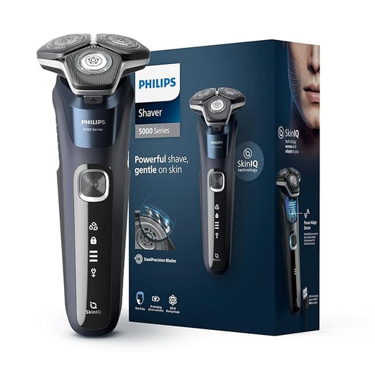 Philips Electric Shaver for men | Wet & Dry | Steel Precision blades | SkinIQ Technology | Power Adapt sensor | 360 D Flexing heads | Integrated pop up trimmer |Delivers a powerful shave, cuts more hair per stroke* | S5885/28