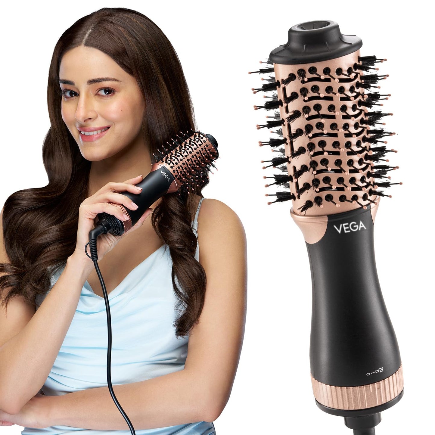 VEGA Litstyle L3 Volumizer Hair Blow Dryer Brush With 3 Heat/2 Speed Settings, 360° Airflow Vent, 3 in 1 Compact Hot Air Brush For Women, Tourmaline Ceramic Coated Barrel, 500 Watts, (VHSD-03)