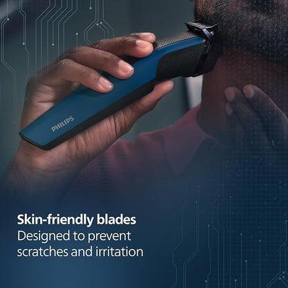 Philips India's No.1 Men's Trimmer* | Skin Safe Beard Trimmer for Men | Durapower tech | Self Sharpening Blades | Skin Protect Comb | 30 min runtime USB charging | No oil needed | 2yr warranty |BT1244/18