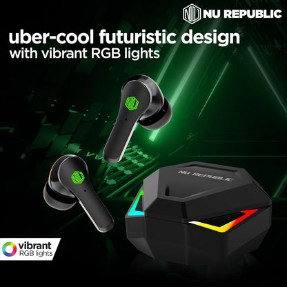 Nu Republic Starbuds Z Truly Wireless in Ear Earbuds with X-Bass Technology, ENC Technology, 56 Hrs Playtime, TWS with Mic and Hall Sensor Function, Bluetooth V5.3, Type-C Fast Charging (Black)