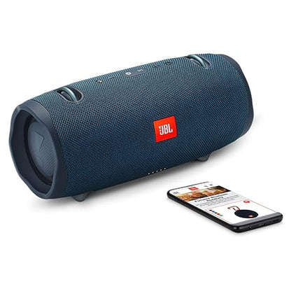 JBL Xtreme 2, Wireless Portable Bluetooth Speaker, Signature Sound with Powerful Bass Radiator, 10000mAh Built-in Powerbank, Rugged Fabric Design, Connect+, IPX7 Waterproof & AUX (Blue)