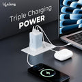 Lifelong Electronics 65W Super Fast GaN Charger PD Technology | 1 USB A + 2 Type C Ports | iPhone 17/16/15/14 (Including Pro Max), Android, Samsung | Laptops - MacBook, Dell, HP, Lenovo, Acer, ASUS