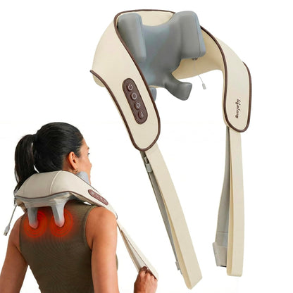 Lifelong Manual Dual Pressure Cervical Neck Shoulder Legs Waist Muscles Pain Relief Massage Roller, Trigger Point Roller, Acupressure Points Self Massager (LLM972),Beige