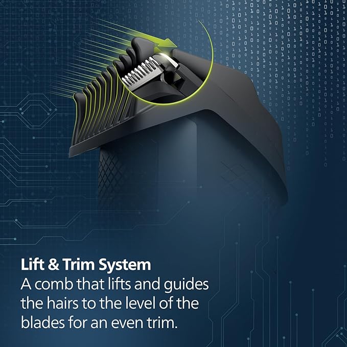 Philips Skin Friendly Beard Trimmer For Men| Lift & Trim Technology|10 Length Settings|15 Mins Quick Charge| Self Sharpening Blades|Cordless & Rechargeable|3 Year Warranty|Bt3303/30,Blue