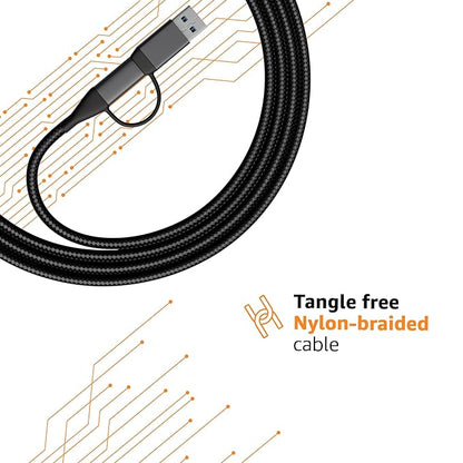 amazon basics 4-in-1 Braided Cable with USB-A, Micro USB and Type C | 65W Charging Cable with 480Mbps Data Transfer Speed |All-purpose Charging & Data Cable, 1.2m, Tangle Free