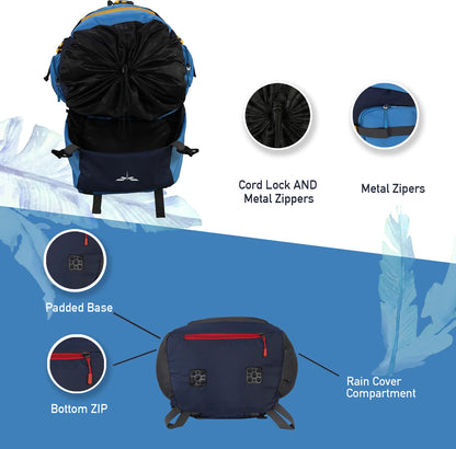 IMPULSE 80 Litres Keep Discovering Heavy Waterproof Rucksack Trekking Hiking Camping Outdoor Camps Luggage Bags Tour Travel Backpack with Rain Cover Rucksack  - 80 L (Blue)
