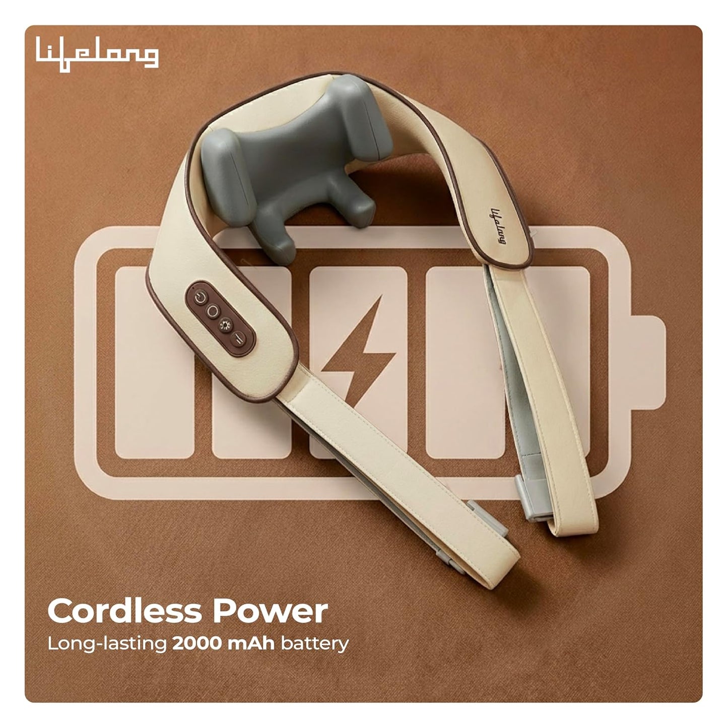 Lifelong Manual Dual Pressure Cervical Neck Shoulder Legs Waist Muscles Pain Relief Massage Roller, Trigger Point Roller, Acupressure Points Self Massager (LLM972),Beige