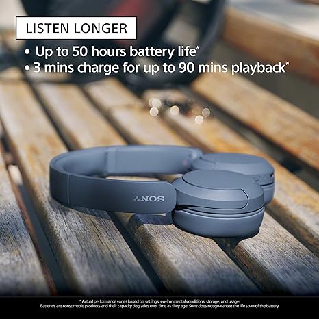 Sony WH-CH520, Wireless On-Ear Bluetooth Headphones with Mic, Upto 50 Hours Playtime, DSEE Upscale, Multipoint Connectivity/Dual Pairing,Voice Assistant App Support for Mobile Phones (Black)