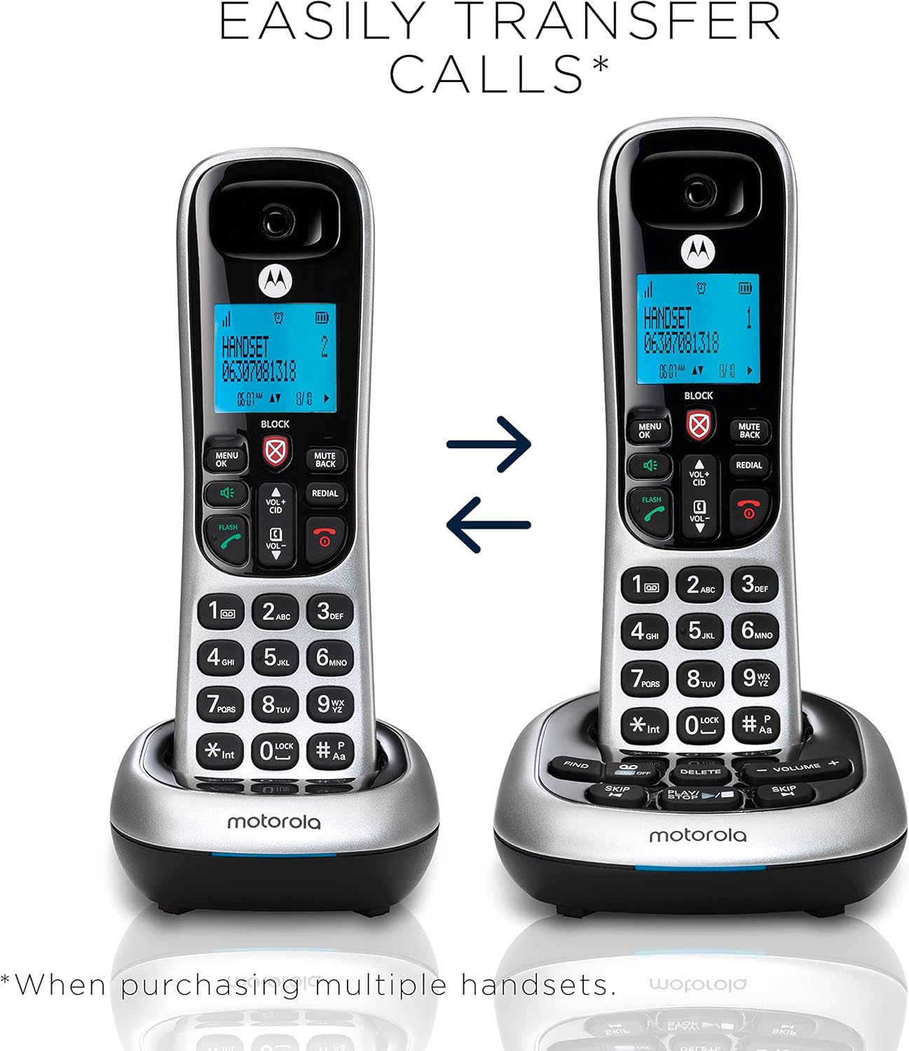 Motorola CD4013 Digital Cordless Phone with Answering Machine with 3 Handsets, Silver