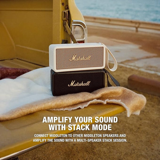 Marshall Middleton 60 W Portable Bluetooth Speaker, Black and Brass