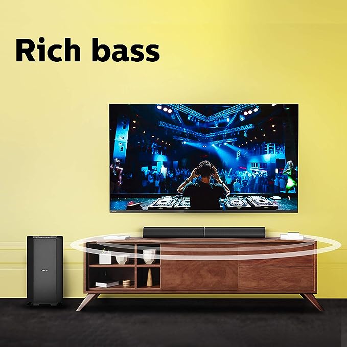 Philips Convertible Soundbar MMS8085B/94 2.1 Channel 80W with Multiple-Connectivity Option (Black)