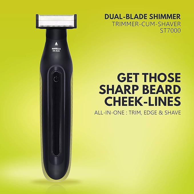 Havells UniBlade (Shaver cum Trimmer) | Rechargeable battery | 60 minutes Runtime | For Wet and Dry shave (IPX6) | 3 Trimming Combs | Travel friendly pouch | Black and Yellow | ST7000