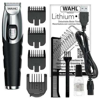 WAHL Lithium Ion Beard Cordless USB Rechargeable Trimmer for Men with Self-Sharpening Precision Blades, 14 Cutting Lengths, 2 Years Warranty, Highest 240 Mins Runtime on Single Charge; 3024199