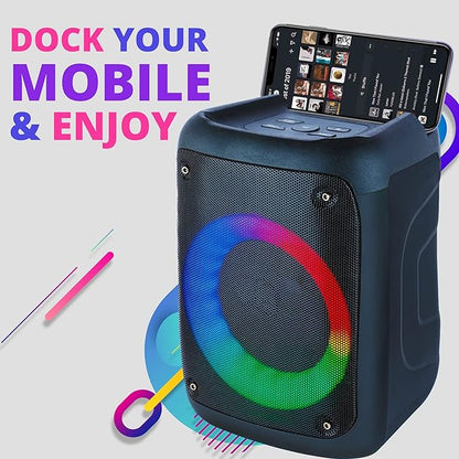 Roll over image to zoom in Zoook Music Blaster Bluetooth Party Speaker 14 watts Karaoke/USB/TF/AUX/Mic Input/RGB Lights/Bluetooth 5.0/Top Control Panel - (Black)