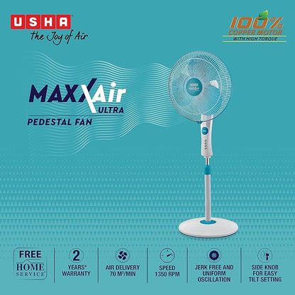 USHA Maxx Air Ultra 400MM Pedestal Fan (Light Blue)