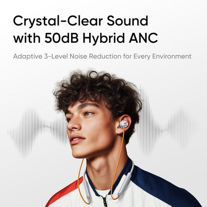 Realme Buds Wireless 5 ANC in Ear Bluetooth Headphones,50dB ANC, 13.6mm Dynamic Bass Driver,360? Spatial Audio,45ms Low Latency,Upto 38hrs Playback,IP55 Rating,Dual Device Connection