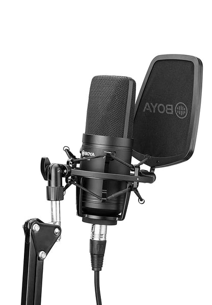 BOYA BY-M800 Large cardioid diaphragm condenser microphone with a smooth,flat,wide-range frequency response for Vocal & general instruments in recording,broadcast and professional studio environments