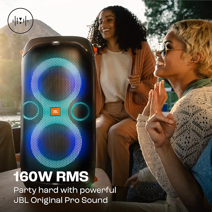 JBL Partybox 110, Wireless Bluetooth Party Speaker, 160W Monstrous Pro Sound, Dynamic Light Show, Upto 12Hrs Playtime, Built-in Powerbank, Guitar & Mic Input, PartyBox App, Splashproof (Black)