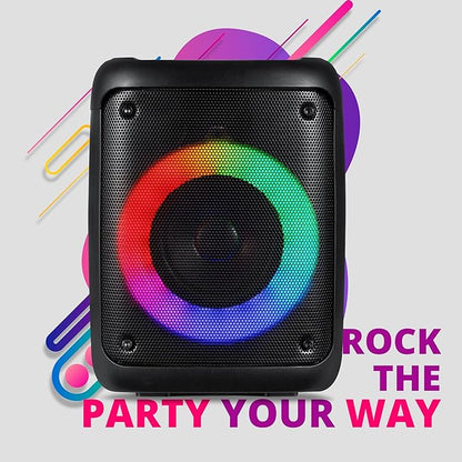 Roll over image to zoom in Zoook Music Blaster Bluetooth Party Speaker 14 watts Karaoke/USB/TF/AUX/Mic Input/RGB Lights/Bluetooth 5.0/Top Control Panel - (Black)