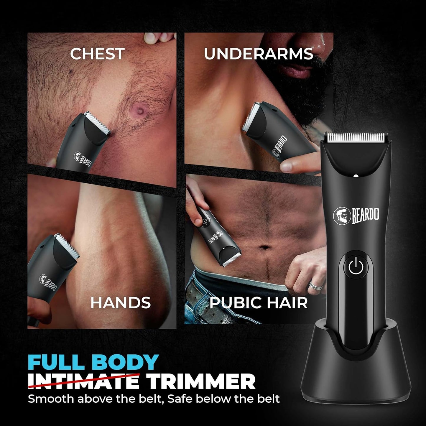 Beardo Ball Safe Pro Trimmer | Intimate Trimmer for Men | IPX7 Waterproof | Safe Ceramic Blades | 40mm T-Blade | 6000 RPM | 90 Min Runtime | Type-C Charging | Full Body Trimmer for Men