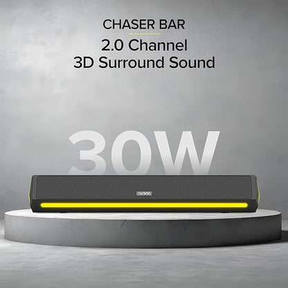 VW Chaser Bar | 30W Bluetooth SoundBar | 2.0 Channel | Multiple Connectivity & Sleek Design (Black)