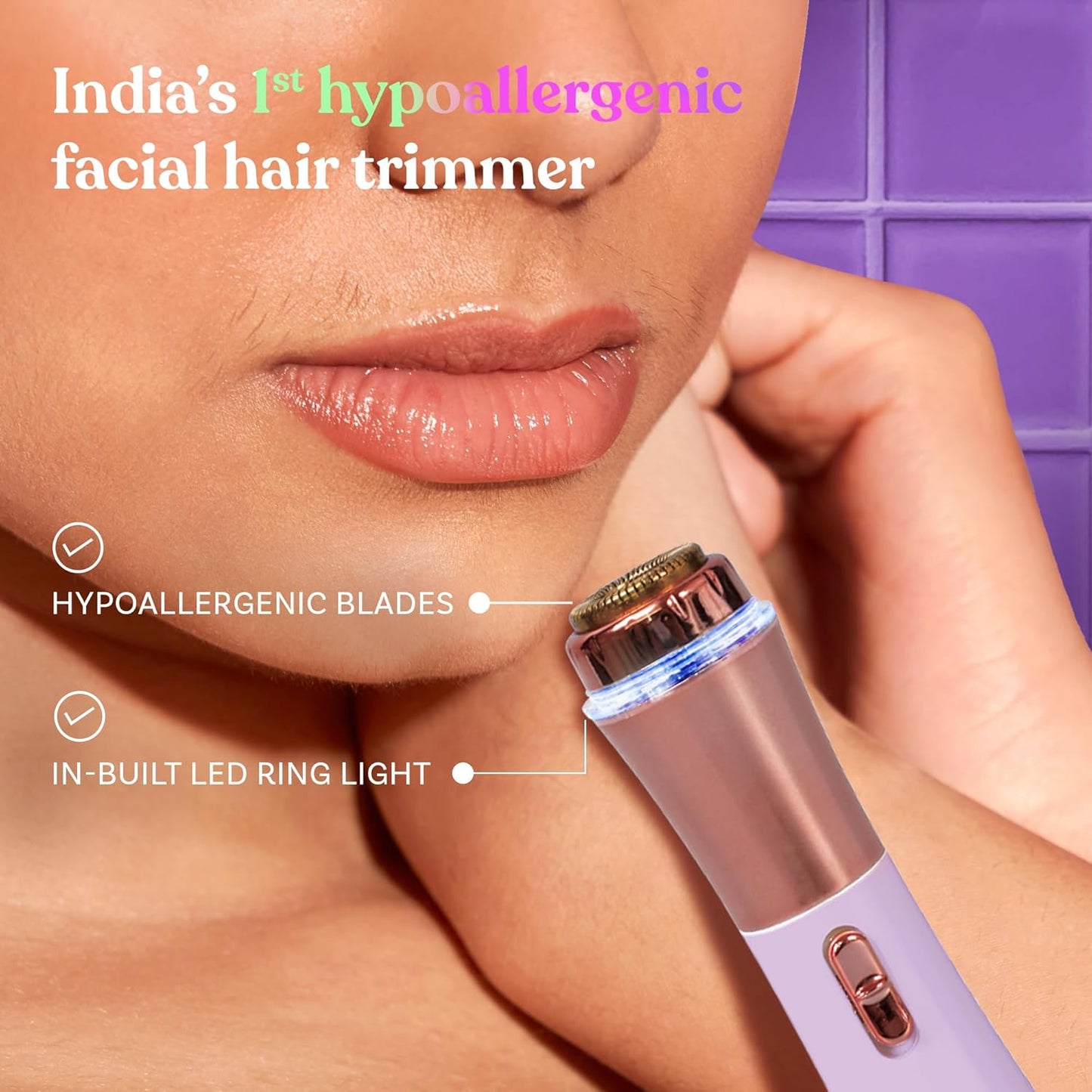 Bombae Mini Trimmer For Women|Eyebrow Trimmer| Facial Hair Removal Machine | Trimmer For Women|Hypoallergenic & Lipstick-Sized Facial Hair Remover | Peach Fuzz, Chin, Sideburns