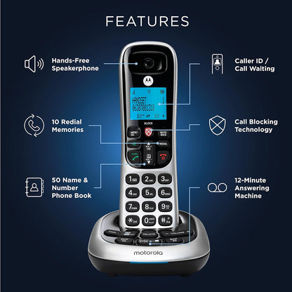 Motorola CD4013 Digital Cordless Phone with Answering Machine with 3 Handsets, Silver