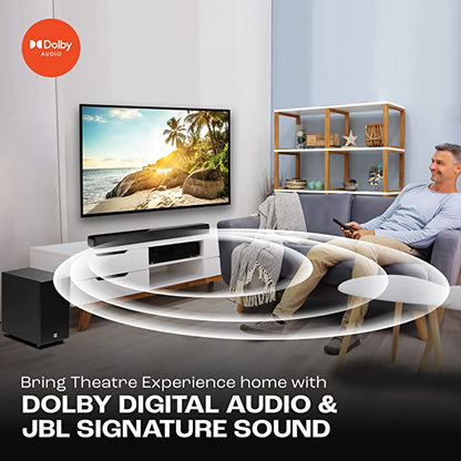 JBL Cinema SB271, Dolby Digital Soundbar with Wireless Subwoofer for Extra Deep Bass, 2.1 Channel Home Theatre with Remote, HDMI ARC, Bluetooth & Optical Connectivity (220W)