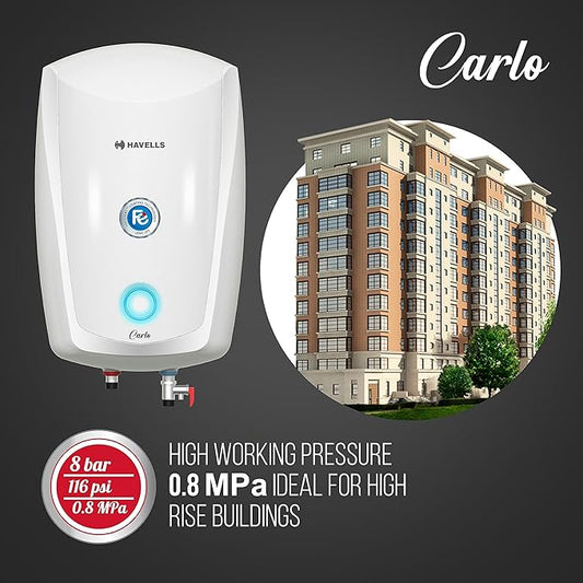 Havells Carlo 5 Litre Instant Water Heater, 3000 watt, Warranty: 5 Year on Inner Container and 2 Years Comprehensive (White) Wall mount