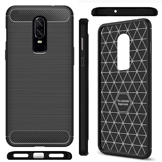 Amazon Brand - Solimo Back Cover Case for OnePlus 6 | Compatible for OnePlus 6 Back Cover Case | 360 Degree Protection | Soft and Flexible (TPU | Matte Black)