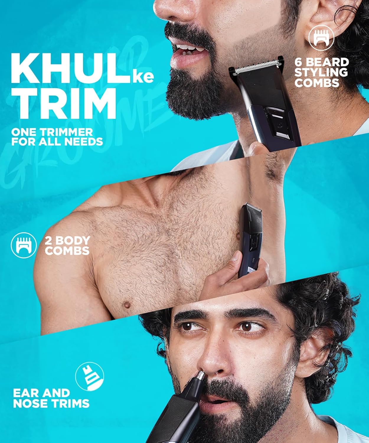 Bombay Shaving Company Power Groomer 11 in 1 | All in One Full Body Trimmer for Men | 90 Min Charge time | 90 mins run time | Hair, Ear, Beard, Body, Nose Trimmer for Men | Type C charging | New Model
