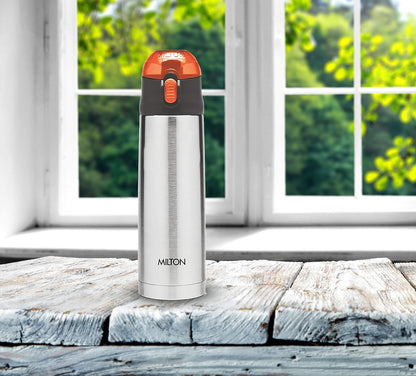 Milton Crown 600 Thermosteel 24 Hours Hot and Cold Water Bottle, 500 ml, Steel Plain |Easy to Carry | Office Bottle | Hiking | Trekking | Travel Bottle | Gym | Home | Kitchen Bottle