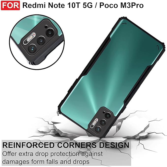 Amazon Brand - Solimo Back Case Cover for Mi Redmi Note 10T 5G / Poco M3 Pro 5G | Compatible for Mi Redmi Note 10T 5G / Poco M3 Pro 5G Back Case Cover | (TPU + PC | Matte Black)