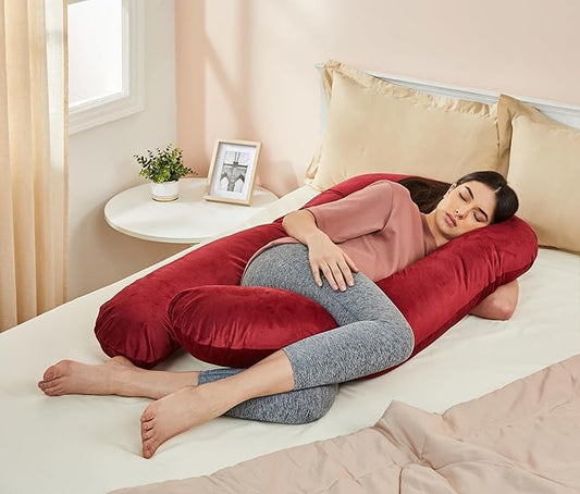 Amazon basics Full Body Pregnancy Pillow for Maternity,Baby Nursing,Full Body Support-Abdomen,Hip,Spine,Neck&Leg Support Cushion| Perfect Baby Shower Gift | U-Shaped-Washable Cover with Zip