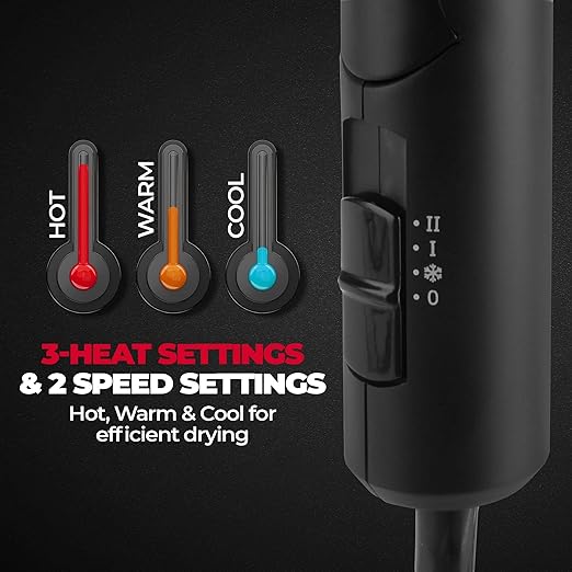 BEARDO Styling Gun Ultra Compact Hair Dryer | 1100 Watts Foldable Hair Dryer | 3 Heat 2 Speed Setting | Hair Dryer For Men | Travel Friendly | Stylish Matte Black Finish | Gift For Brother | Gift For Friends | Gift for Husband